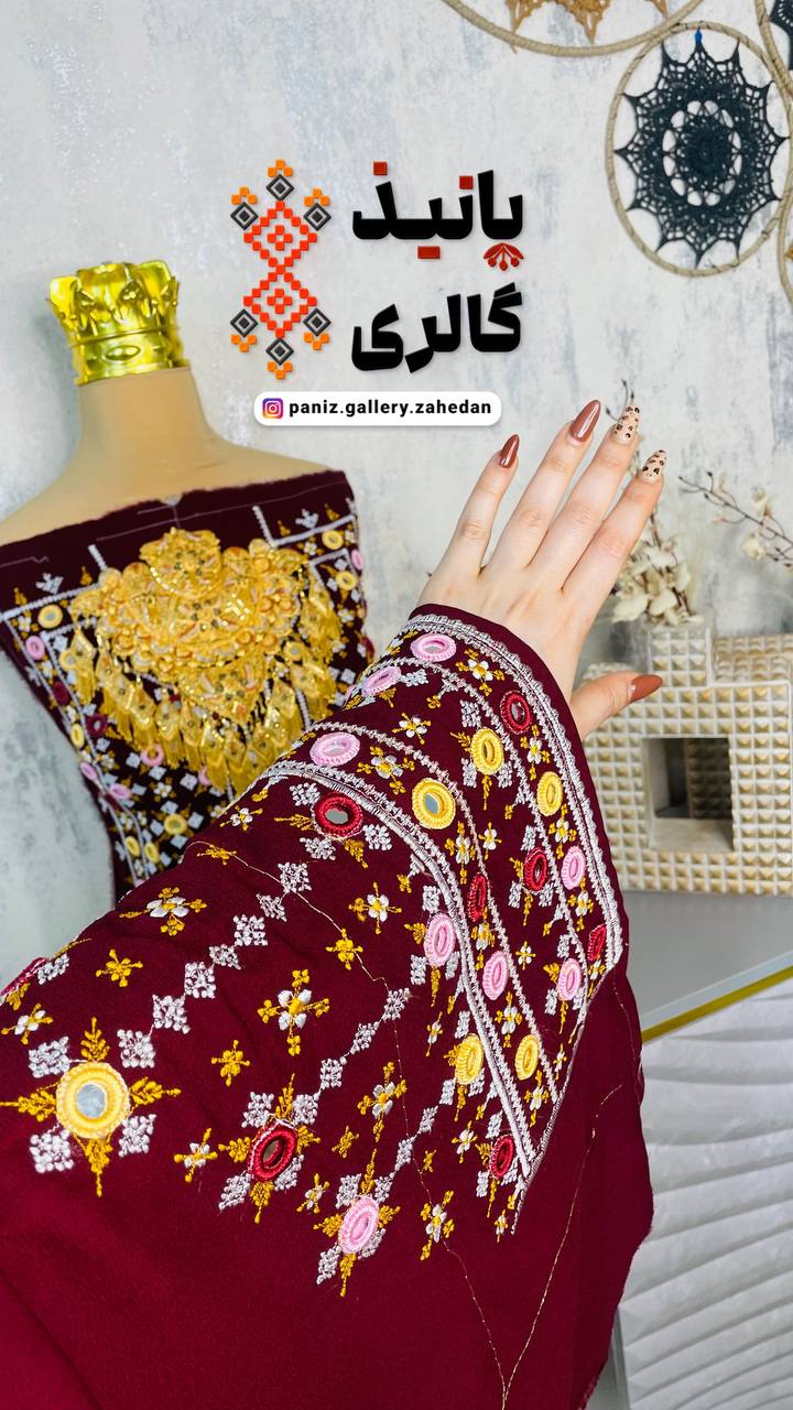 پلیوار ۳۰۰ آینه سه رنگ زنانه | پارچه کرپ خاویار | بدون شال | رنگ زرشکی