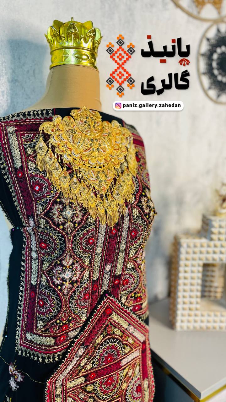 گلدوزی طنابی چرخ و دست زنانه | کرپ خاویار اصل | بدون شال | رنگ مشکی